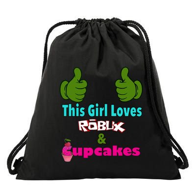 Gamer Design Saying This Loves Robux And Cupcakes Gift Drawstring Bag
