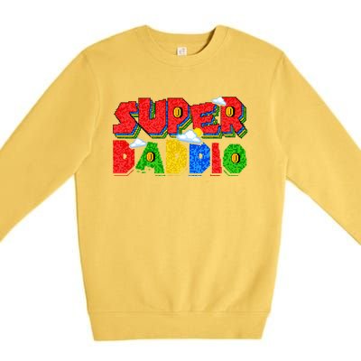 Gamer Dad Super Daddio Fathers Day Funny Gift Premium Crewneck Sweatshirt