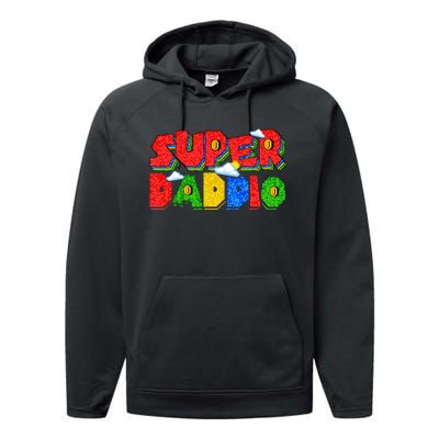 Gamer Dad Super Daddio Fathers Day Funny Gift Performance Fleece Hoodie