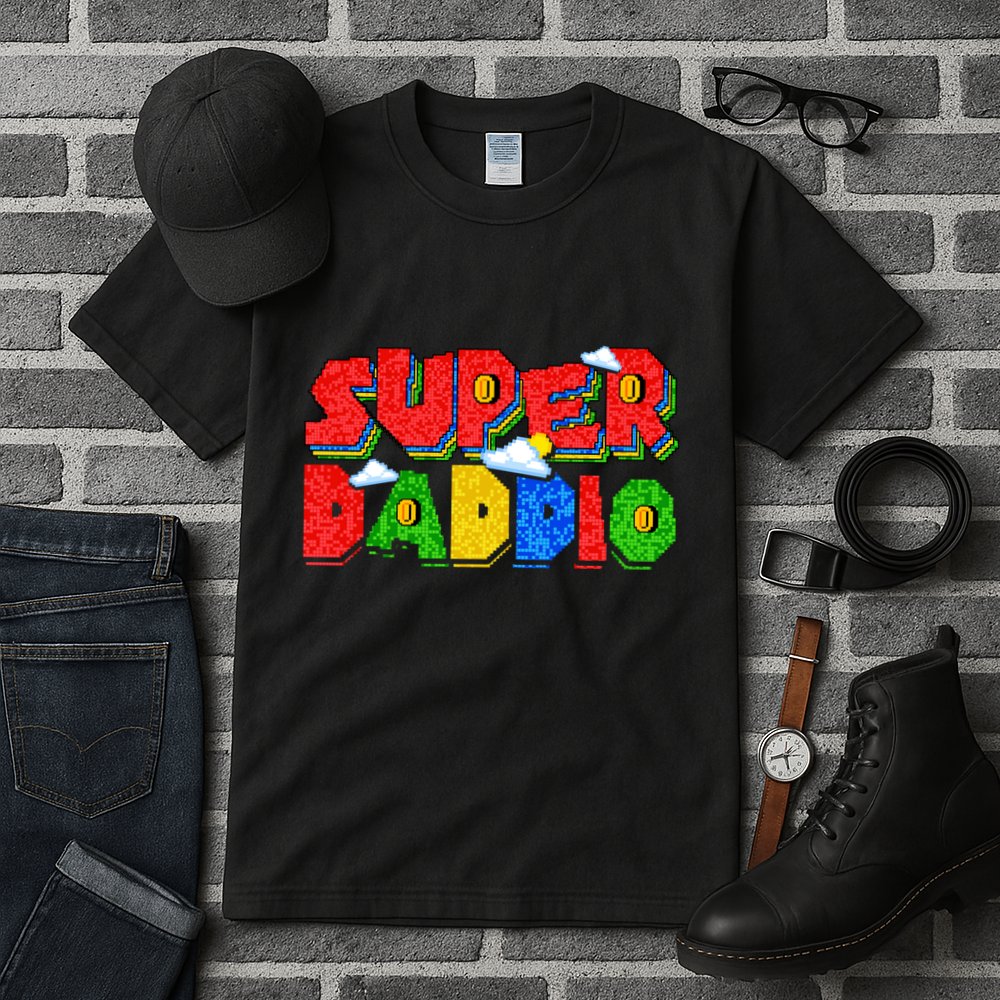 Gamer Dad Super Daddio Fathers Day Funny Gift Tall T-Shirt