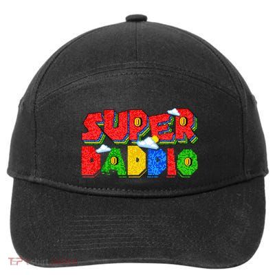 Gamer Dad Super Daddio Fathers Day Funny Gift 7-Panel Snapback Hat