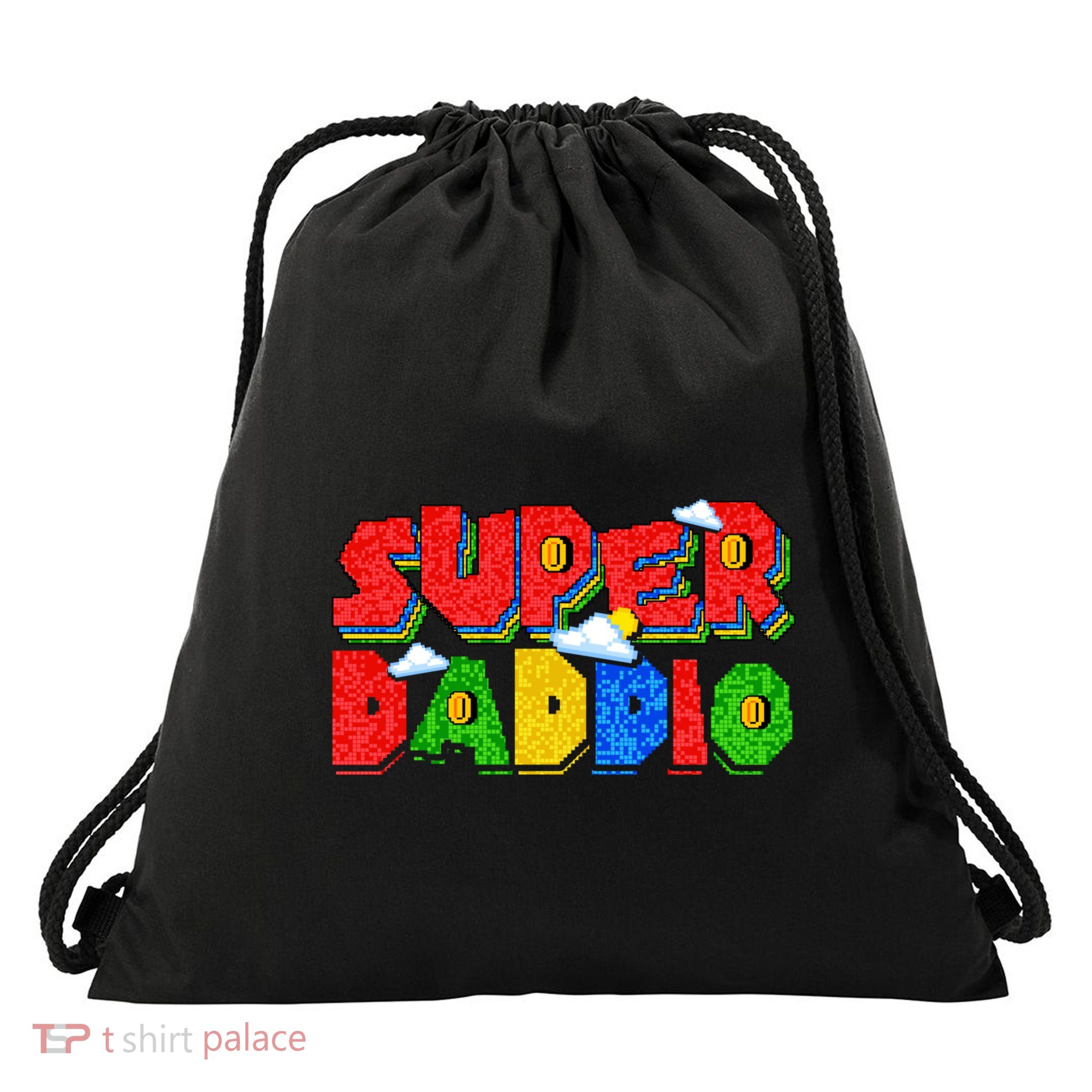 Gamer Dad Super Daddio Fathers Day Funny Gift Drawstring Bag