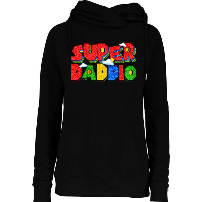 Gamer Dad Super Daddio Fathers Day Funny Gift Womens Funnel Neck Pullover Hood