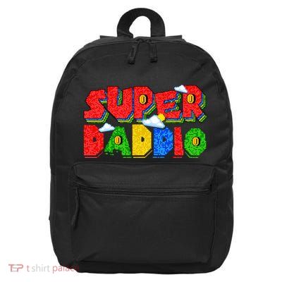 Gamer Dad Super Daddio Fathers Day Funny Gift 16 in Basic Backpack