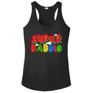 Gamer Dad Super Daddio Fathers Day Funny Gift Ladies PosiCharge Competitor Racerback Tank