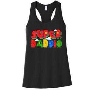 Gamer Dad Super Daddio Fathers Day Funny Gift Women's Racerback Tank