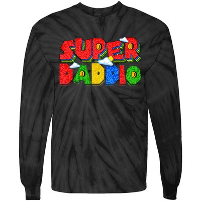 Gamer Dad Super Daddio Fathers Day Funny Gift Tie-Dye Long Sleeve Shirt