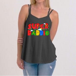 Gamer Dad Super Daddio Fathers Day Funny Gift Women's Strappy Tank