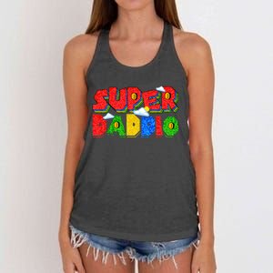 Gamer Dad Super Daddio Fathers Day Funny Gift Women's Knotted Racerback Tank