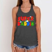 Gamer Dad Super Daddio Fathers Day Funny Gift Women's Knotted Racerback Tank