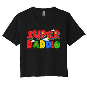 Gamer Dad Super Daddio Fathers Day Funny Gift Women's Crop Top Tee