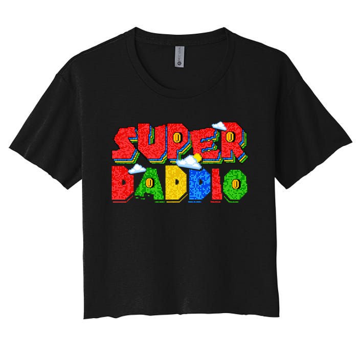 Gamer Dad Super Daddio Fathers Day Funny Gift Women's Crop Top Tee