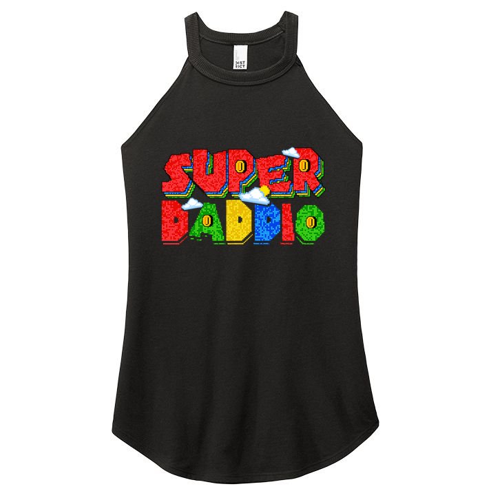 Gamer Dad Super Daddio Fathers Day Funny Gift Women's Perfect Tri Rocker Tank