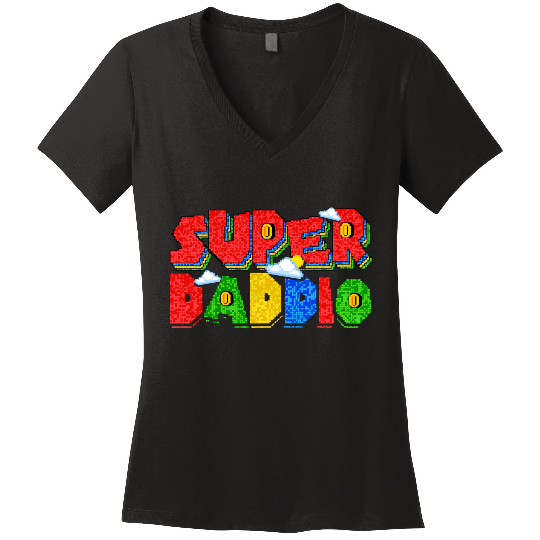 Gamer Dad Super Daddio Fathers Day Funny Gift Women's V-Neck T-Shirt
