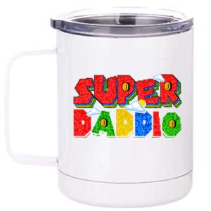 Gamer Dad Super Daddio Fathers Day Funny Gift 12 oz Stainless Steel Tumbler Cup