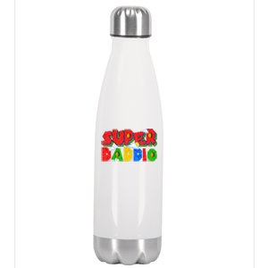 Gamer Dad Super Daddio Fathers Day Funny Gift Stainless Steel Insulated Water Bottle