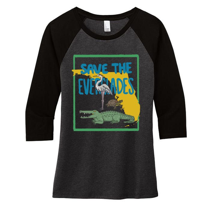 Gators Daily Save The Everglades Women's Tri-Blend 3/4-Sleeve Raglan Shirt