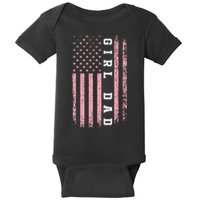 Girl Dad S Pink Flag Fathers Day Men Women Vintage Baby Bodysuit