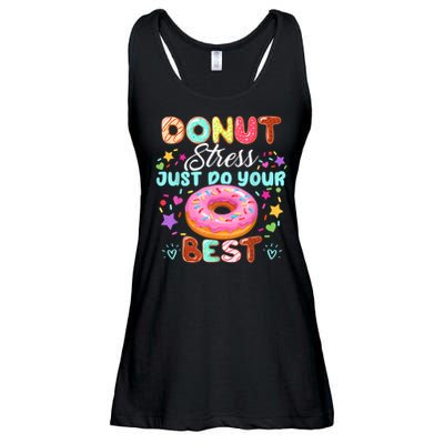 Groovy Donut Stress Just Do Your Best Testing Day Teachers Ladies Essential Flowy Tank