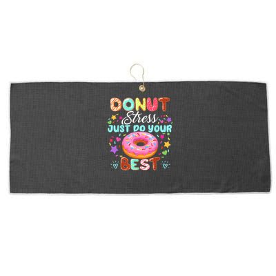 Groovy Donut Stress Just Do Your Best Testing Day Teachers Large Microfiber Waffle Golf Towel