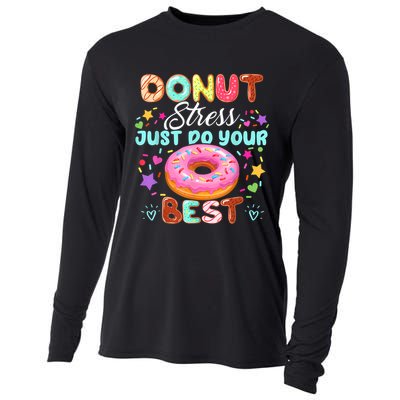Groovy Donut Stress Just Do Your Best Testing Day Teachers Cooling Performance Long Sleeve Crew