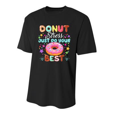 Groovy Donut Stress Just Do Your Best Testing Day Teachers Youth Performance Sprint T-Shirt
