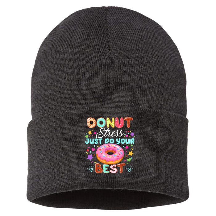 Groovy Donut Stress Just Do Your Best Testing Day Teachers Sustainable Knit Beanie
