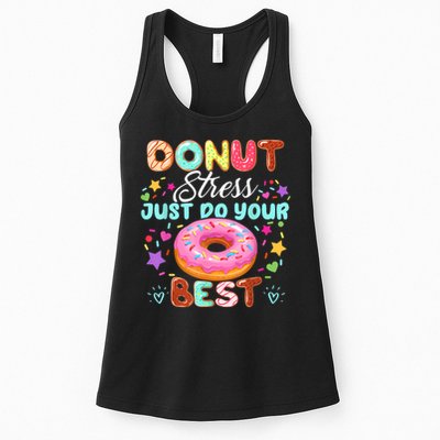 Groovy Donut Stress Just Do Your Best Testing Day Teachers Womens Tank Top