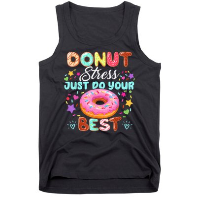 Groovy Donut Stress Just Do Your Best Testing Day Teachers Tank Top