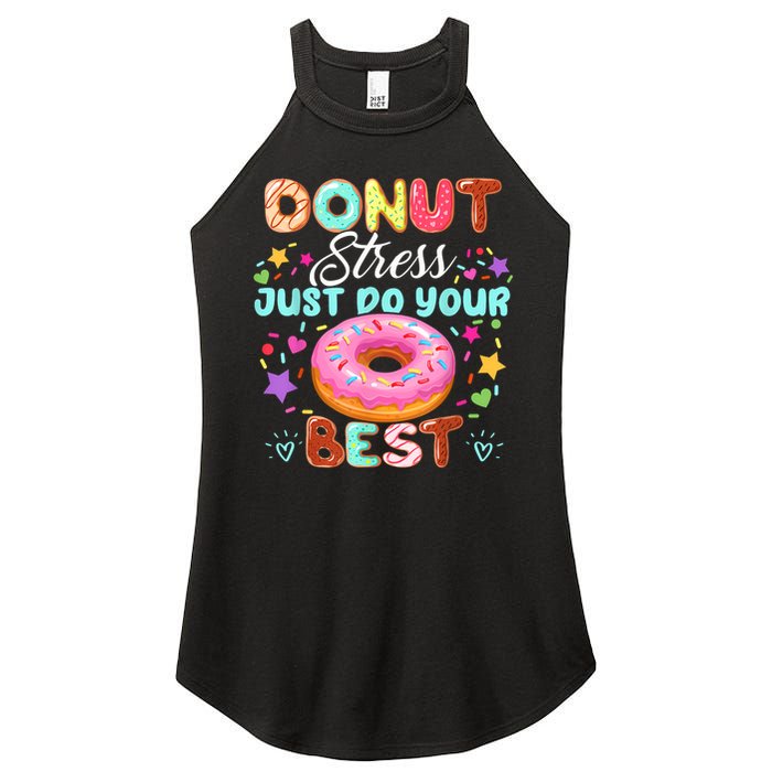 Groovy Donut Stress Just Do Your Best Testing Day Teachers Women's Perfect Tri Rocker Tank