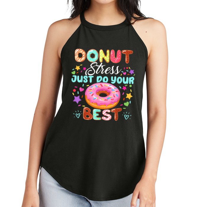 Groovy Donut Stress Just Do Your Best Testing Day Teachers Women's Perfect Tri Rocker Tank