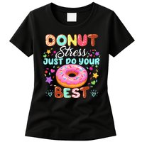 Groovy Donut Stress Just Do Your Best Testing Day Teachers Womens T-Shirt