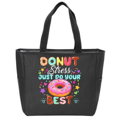 Groovy Donut Stress Just Do Your Best Testing Day Teachers Zip Tote Bag