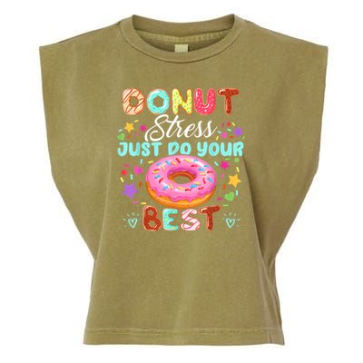 Groovy Donut Stress Just Do Your Best Testing Day Teachers Garment-Dyed Women's Muscle Tee