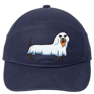 Ghost Dachshund Spooky Dog Wiener Halloween Costume 7-Panel Snapback Hat