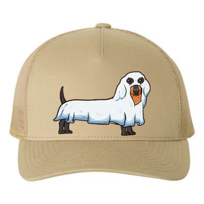 Ghost Dachshund Spooky Dog Wiener Halloween Costume Yupoong Adult 5-Panel Trucker Hat