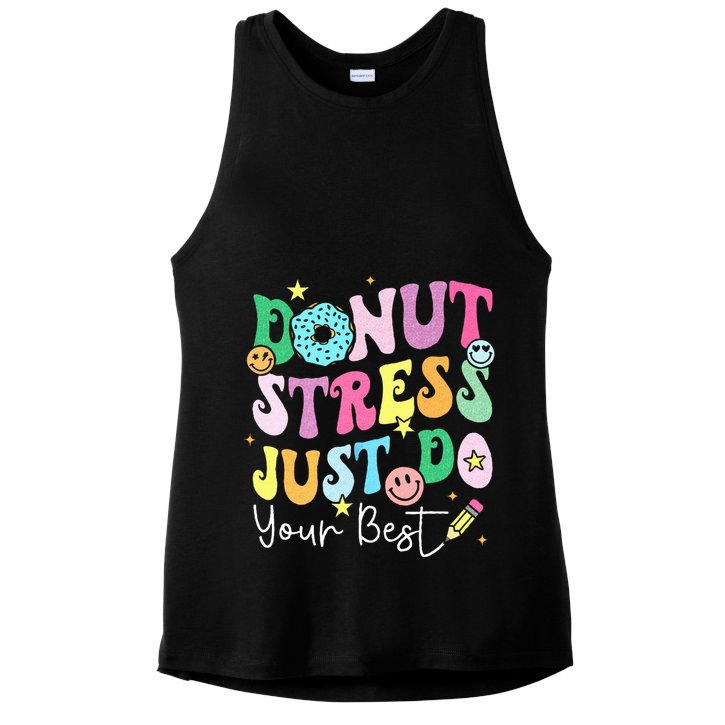 Groovy Donut Stress Just Do Your Best Test Day Ladies PosiCharge Tri-Blend Wicking Tank