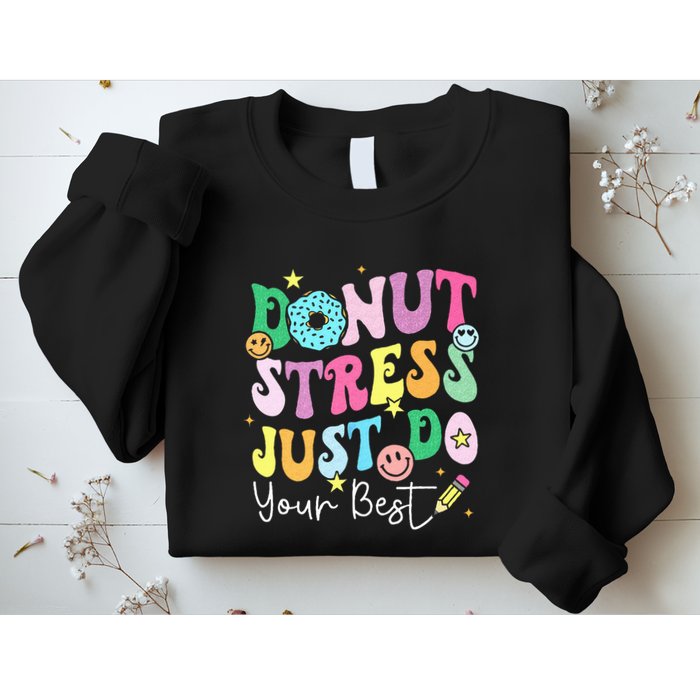 Groovy Donut Stress Just Do Your Best Test Day Sweatshirt