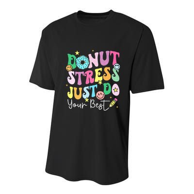 Groovy Donut Stress Just Do Your Best Test Day Youth Performance Sprint T-Shirt