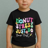 Groovy Donut Stress Just Do Your Best Test Day Toddler T-Shirt