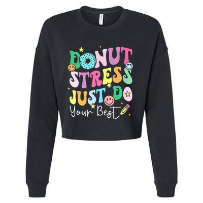 Groovy Donut Stress Just Do Your Best Test Day Cropped Pullover Crew