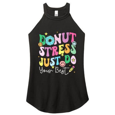 Groovy Donut Stress Just Do Your Best Test Day Women's Perfect Tri Rocker Tank