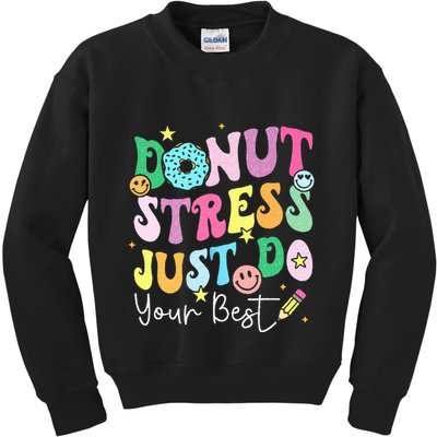 Groovy Donut Stress Just Do Your Best Test Day Kids Sweatshirt