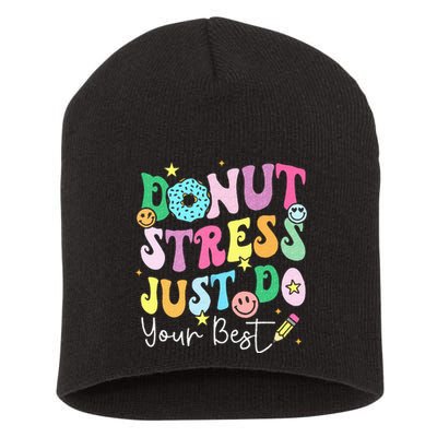 Groovy Donut Stress Just Do Your Best Test Day Short Acrylic Beanie