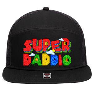 Gamer Dad Super Daddio Father's Day Funny Gift 7 Panel Mesh Trucker Snapback Hat