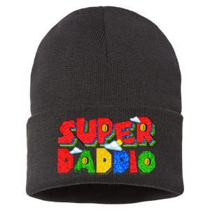 Gamer Dad Super Daddio Father's Day Funny Gift Sustainable Knit Beanie