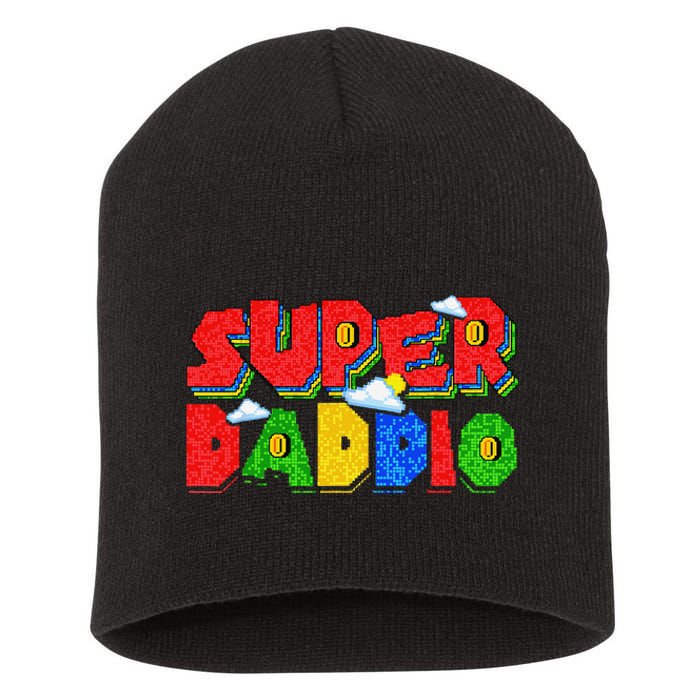 Gamer Dad Super Daddio Father's Day Funny Gift Short Acrylic Beanie