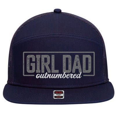 Girl Dad Shirt For Men Father's Day Outnumbered Girl Dad 7 Panel Mesh Trucker Snapback Hat