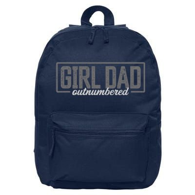 Girl Dad Shirt For Men Father's Day Outnumbered Girl Dad 16 in Basic Backpack