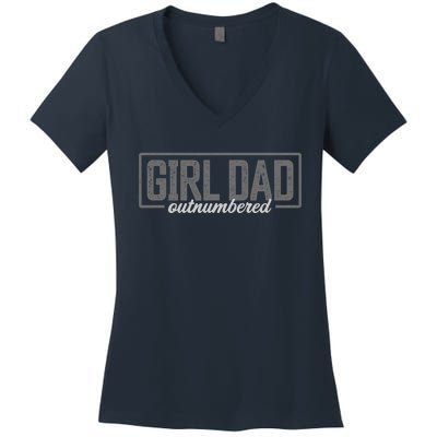 Girl Dad Shirt For Men Father's Day Outnumbered Girl Dad Women's V-Neck T-Shirt